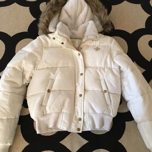 White and Gold South Pole Puffer Jacket